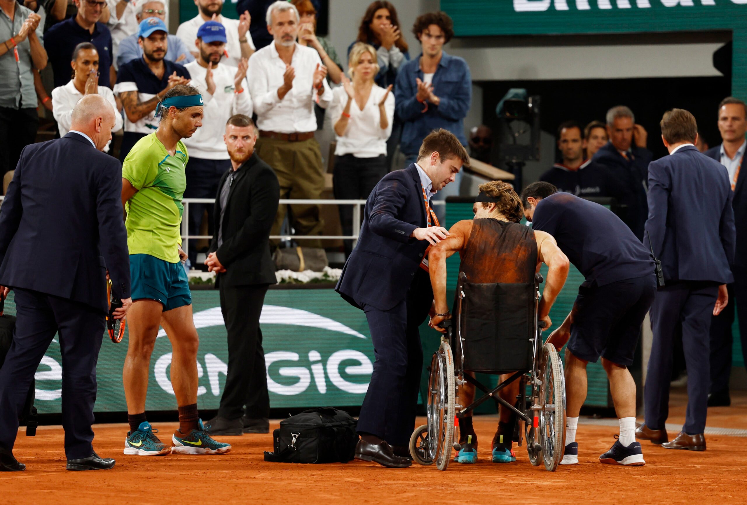 Nadal reaches French Open final after Zverev retires with ankle injury
