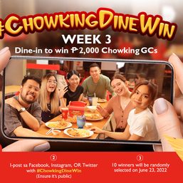 Dine in safely at Chowking and get a chance to win GCs