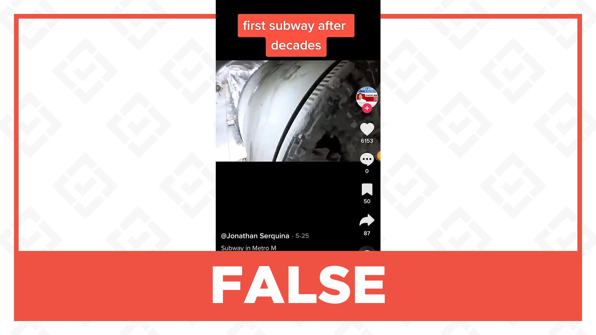 FALSE: Video of Metro Manila Subway tunnel boring machine