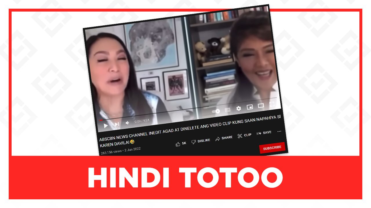HINDI TOTOO: Tinanggal ng ABS-CBN ang video clip ng biro ni Imee Marcos kay Karen Davila