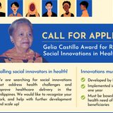 Call for applications: Gelia Castillo Award for Research on Social Innovations in Health