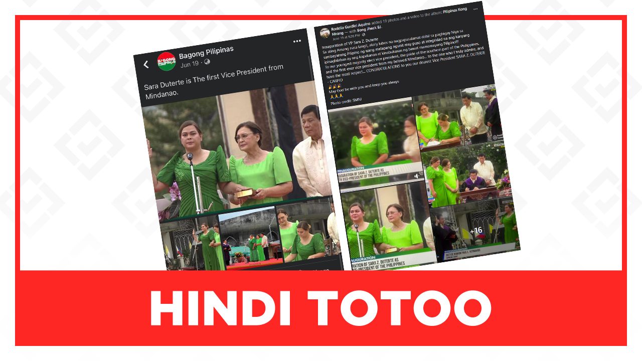 HINDI TOTOO: Si Sara Duterte ang kauna-unahang bise presidente mula sa Mindanao