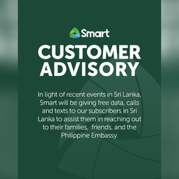 Smart to give Filipinos in Sri Lanka free access to data, SMS, and calls amid crisis