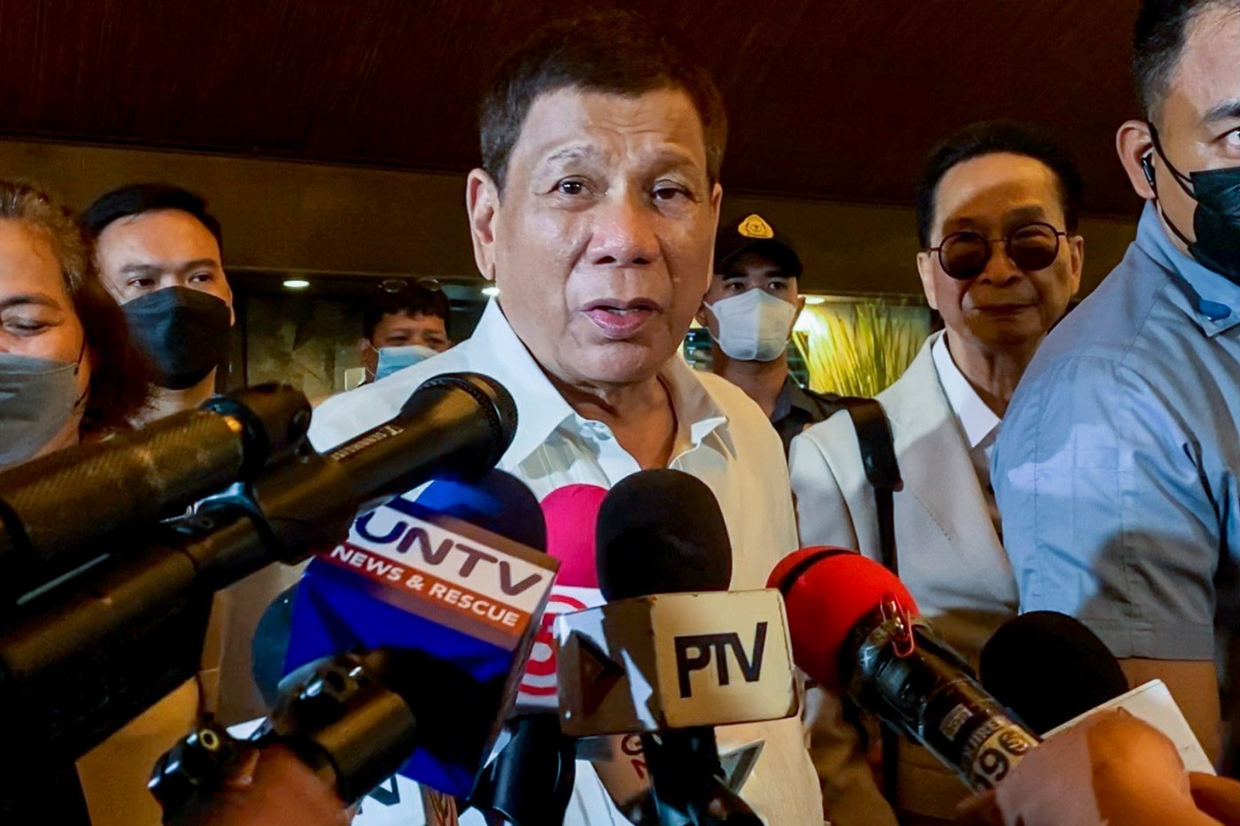 WATCH: In first public appearance in weeks, Duterte visits FVR wake, comments on ICC