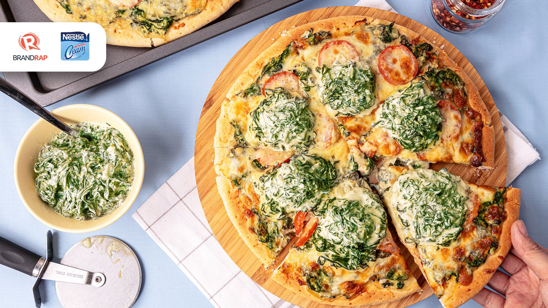 [WATCH] How to create your own creamy spinach pizza for movie nights with the fam