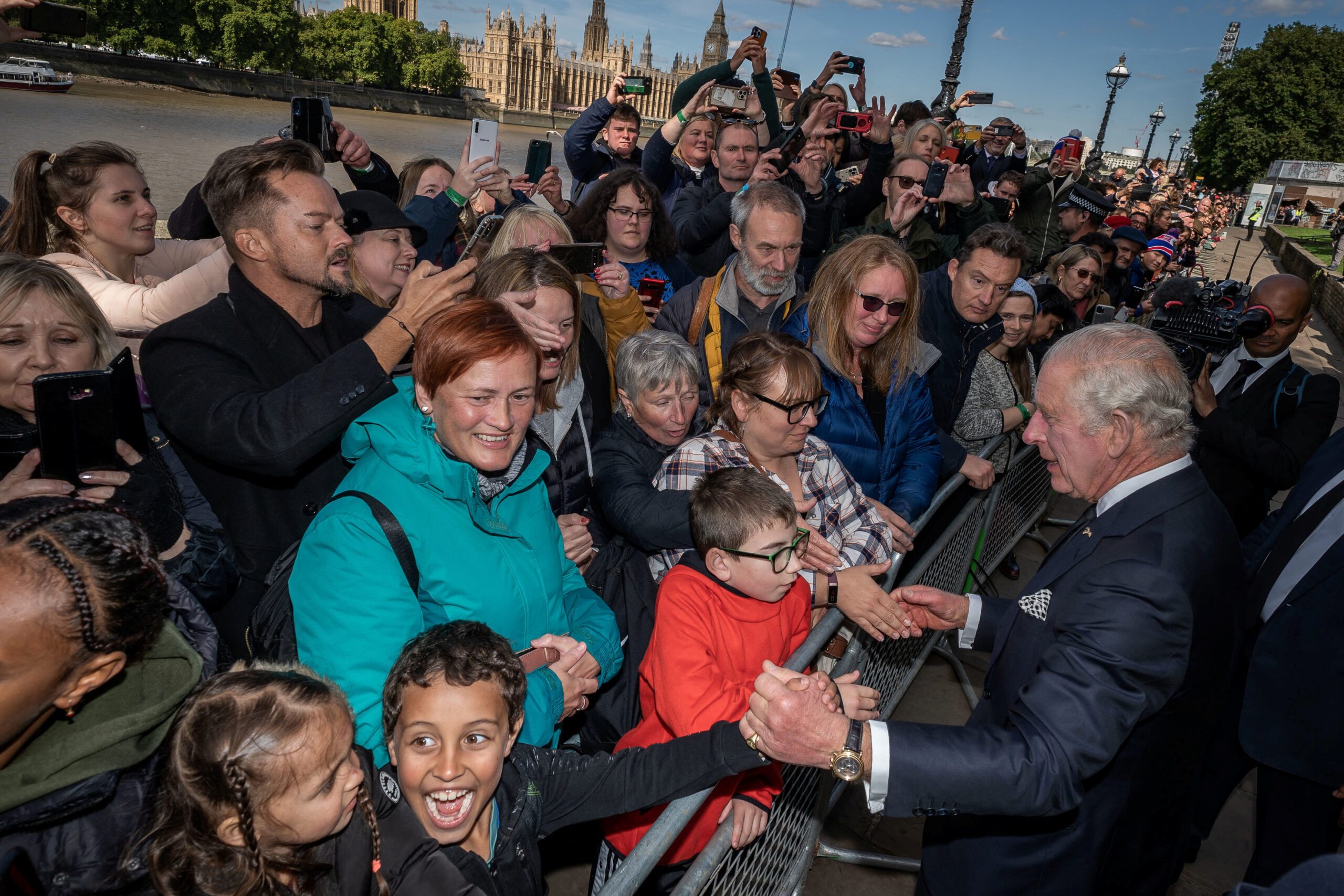 King Charles shakes hands with well-wishers in queen’s queue