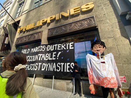 ‘Never again’ echoes in New York protests against Marcos