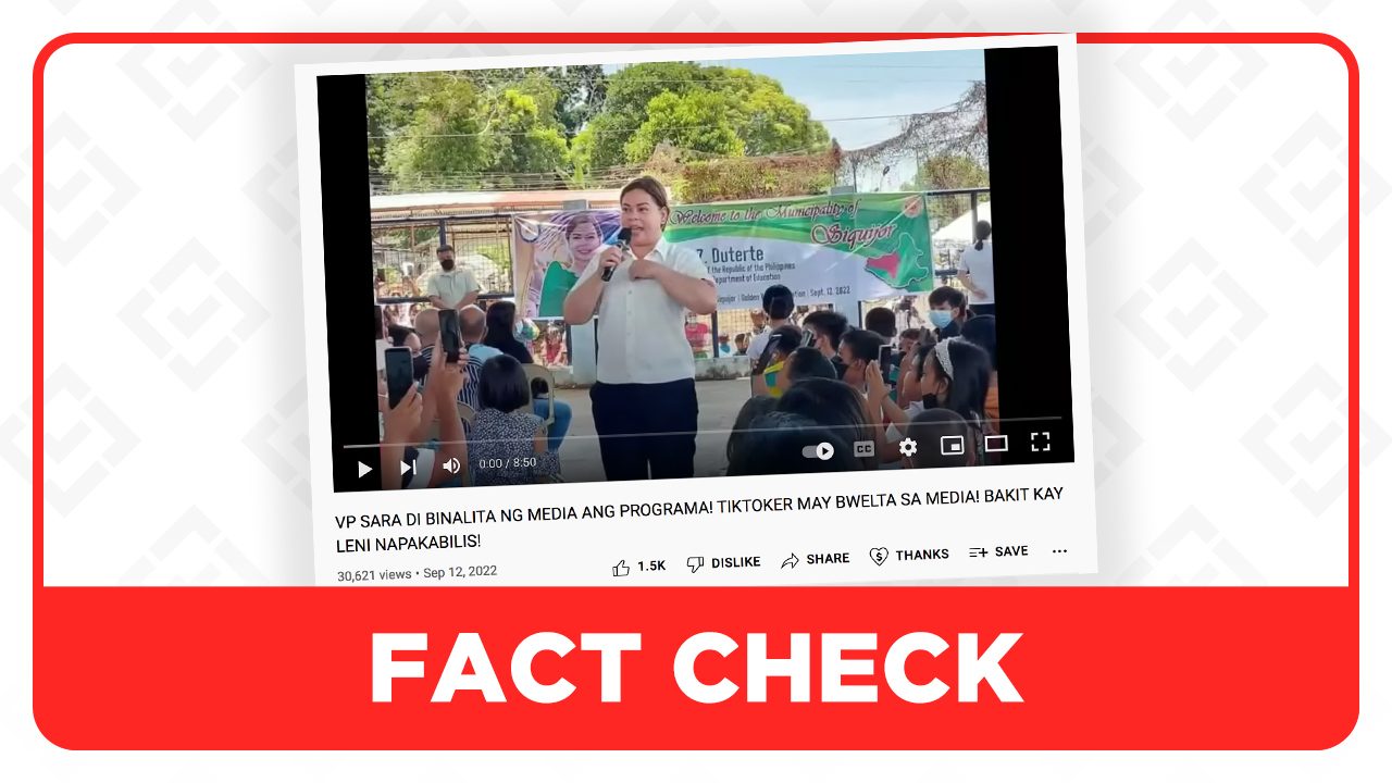 Mainstream media covered Sara Duterte’s visit to Siquijor 