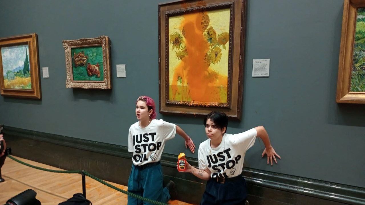 UK police charge two women after soup thrown at van Gogh’s ‘Sunflowers’