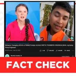 Greta Thunberg, in a video message, did not call Marcos Jr. weak