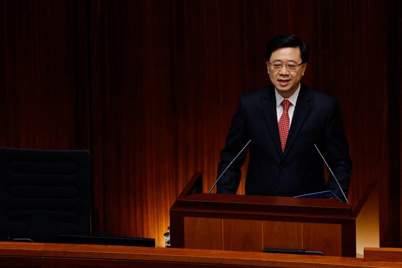 Hong Kong leader prioritizes talent, security in first policy address