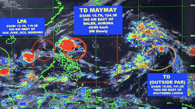 Tropical Depression Maymay may weaken into LPA before reaching land; new LPA forms