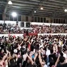 Students chant ‘Leni’ as pro-Marcos jingle plays, by accident, at MSU event