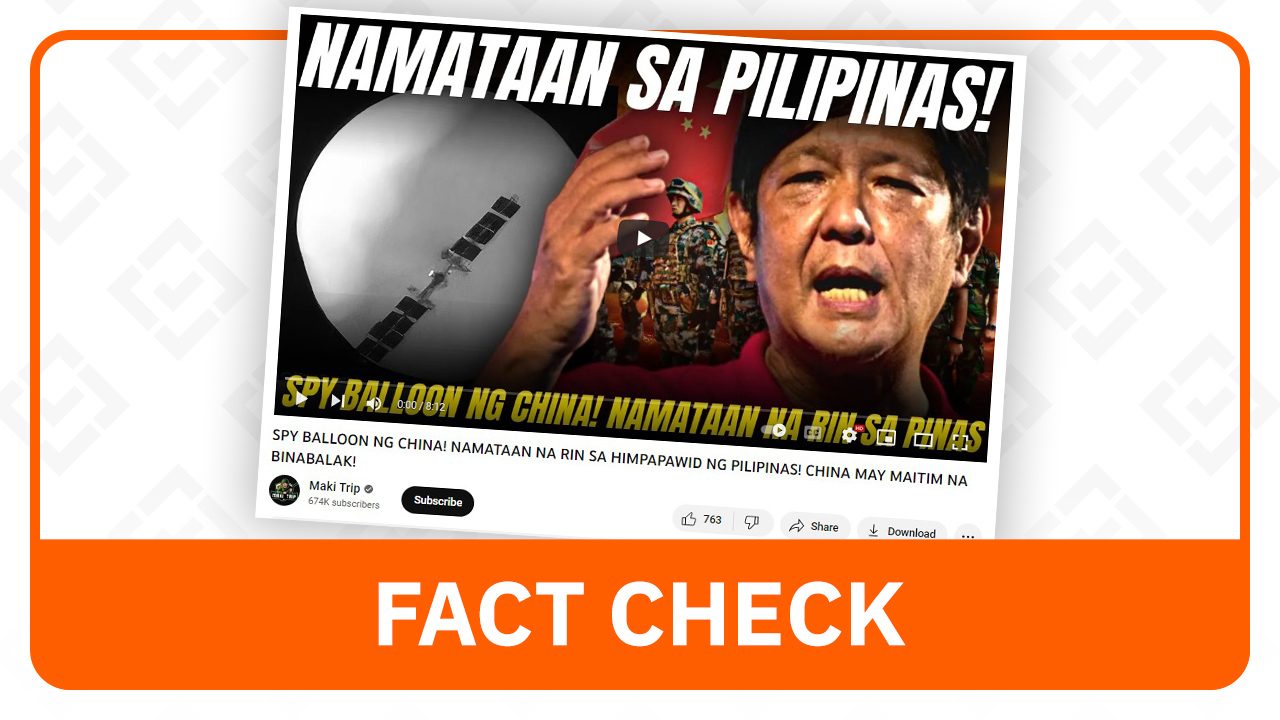 FACT CHECK: Chinese spy balloon in PH, unconfirmed – AFP