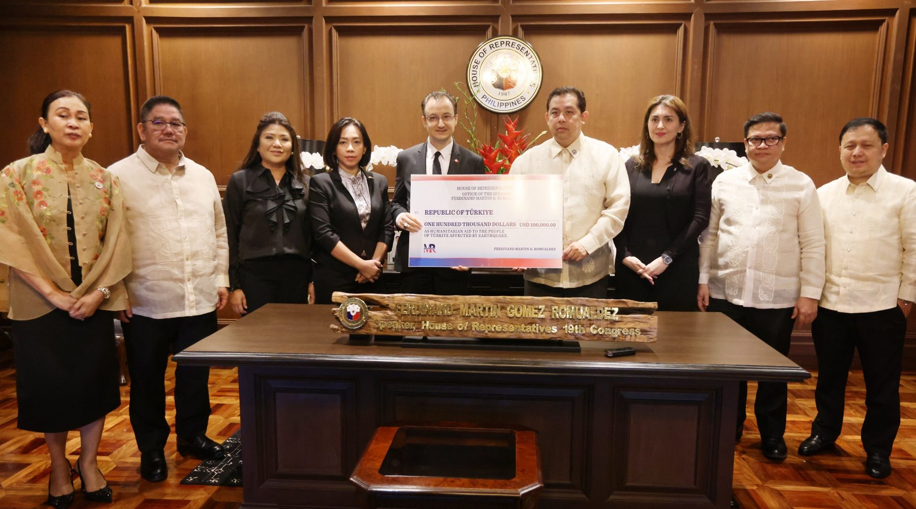 PH House donates $100,000 to Turkey earthquake victims