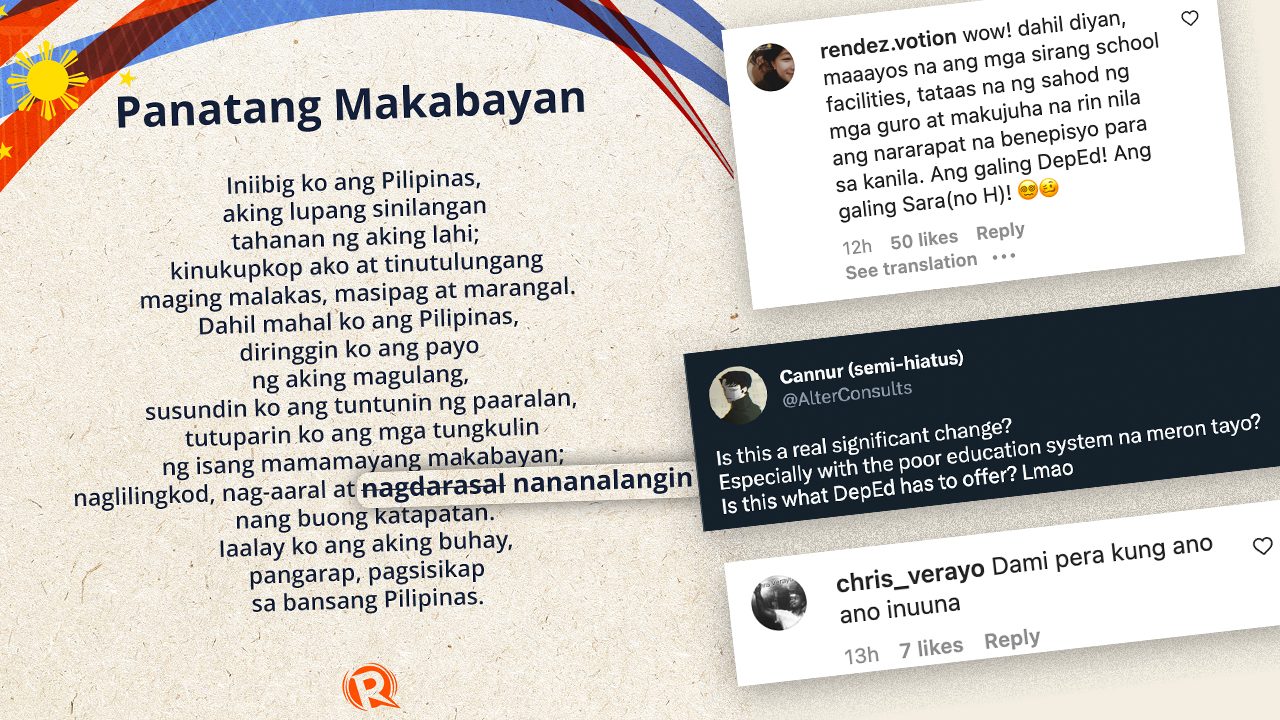 Netizens question DepEd’s priorities after Panatang Makabayan amendment