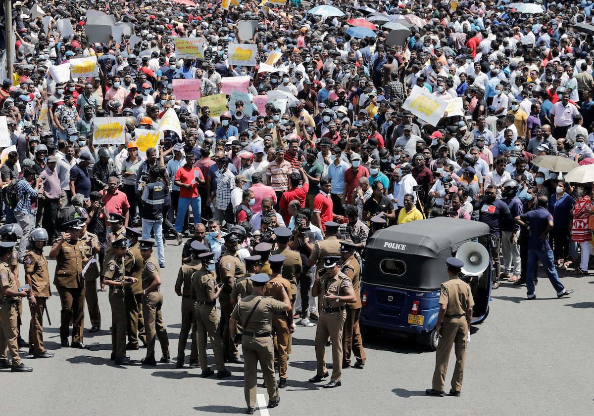 Sri Lanka eyes return to growth, protesters demand tax cuts