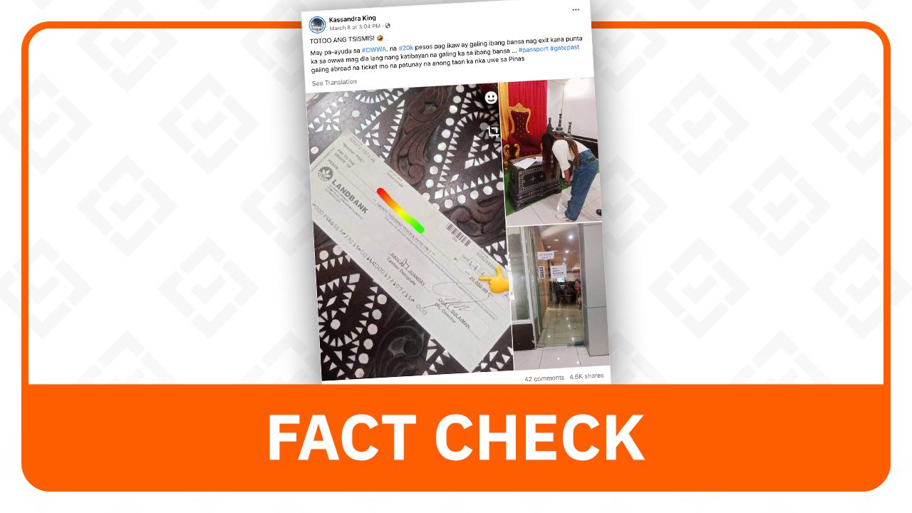 FACT CHECK: OWWA to provide up to P20k livelihood assistance to distressed, displaced OFW members