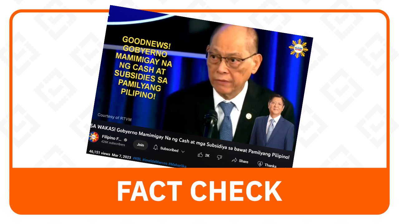 FACT CHECK: Government cash grant not for all Filipino families