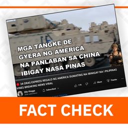 FACT CHECK: The Philippines has not been gifted tanks by the US in 2023