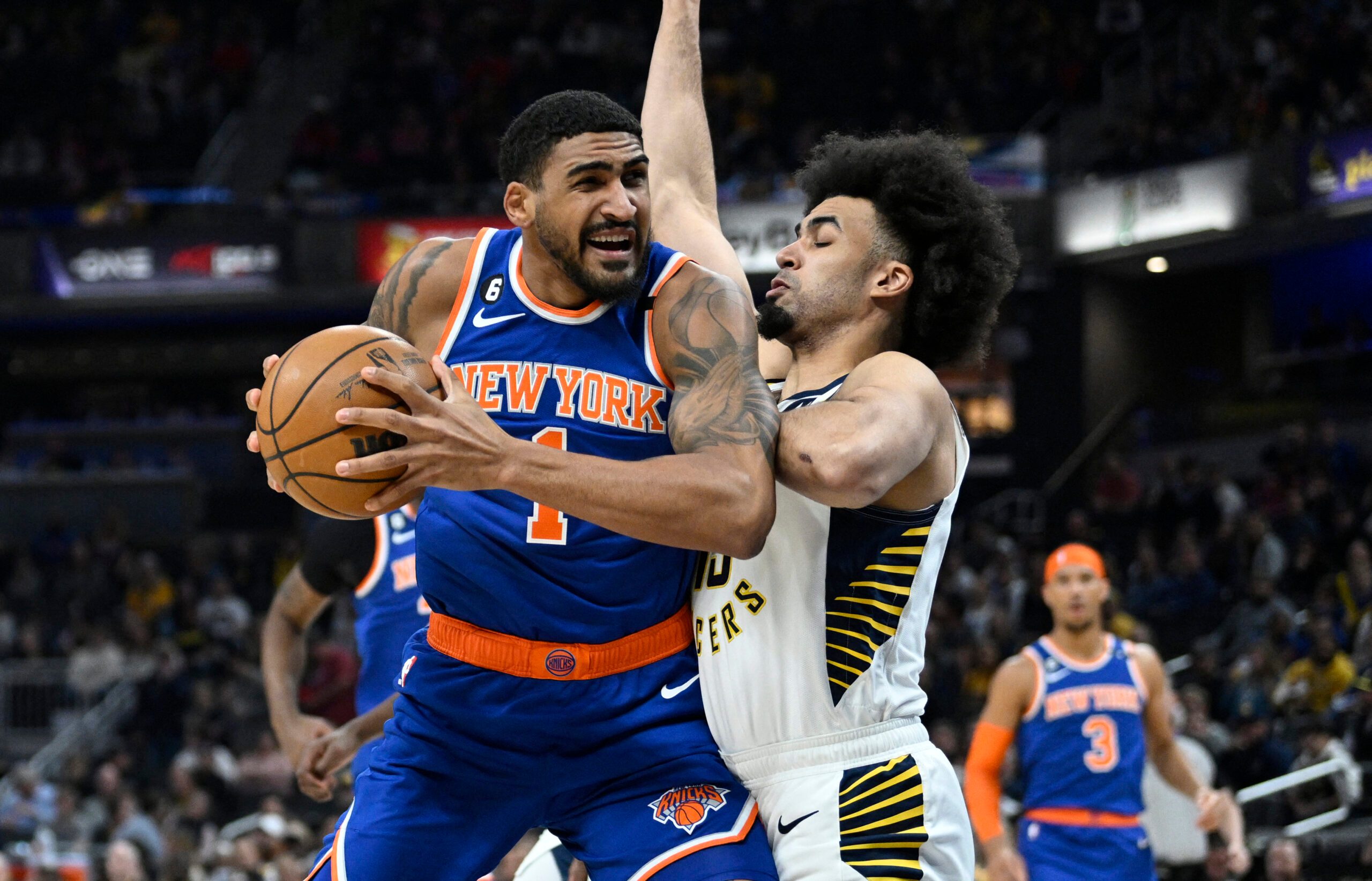 Young Knicks trio combines for 107 in shootout win over Pacers