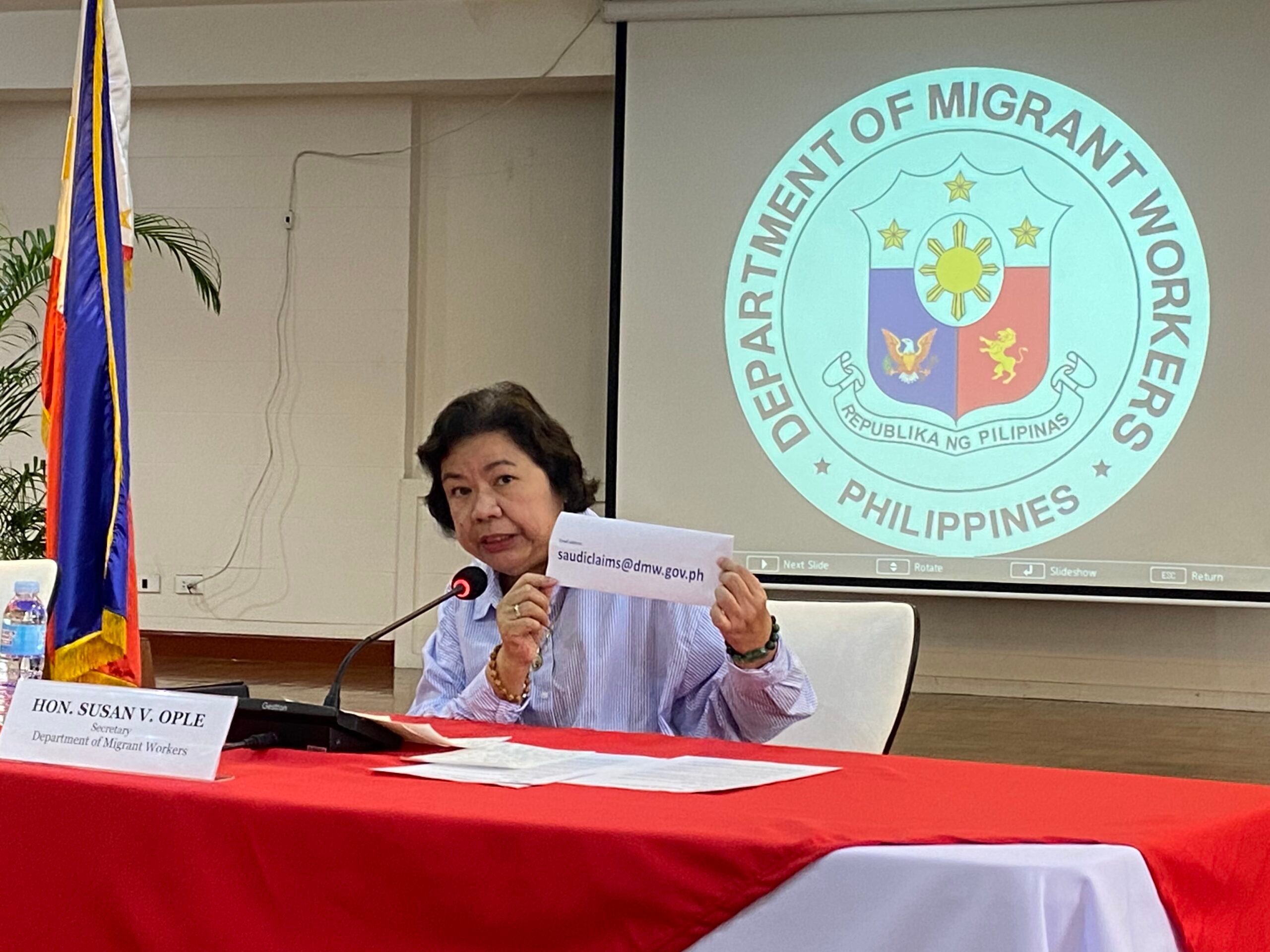Gov’t calls on all Saudi OFW claimants to send email for back wages