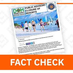 FACT CHECK: No DOH recommendation to close Boracay due to heat wave