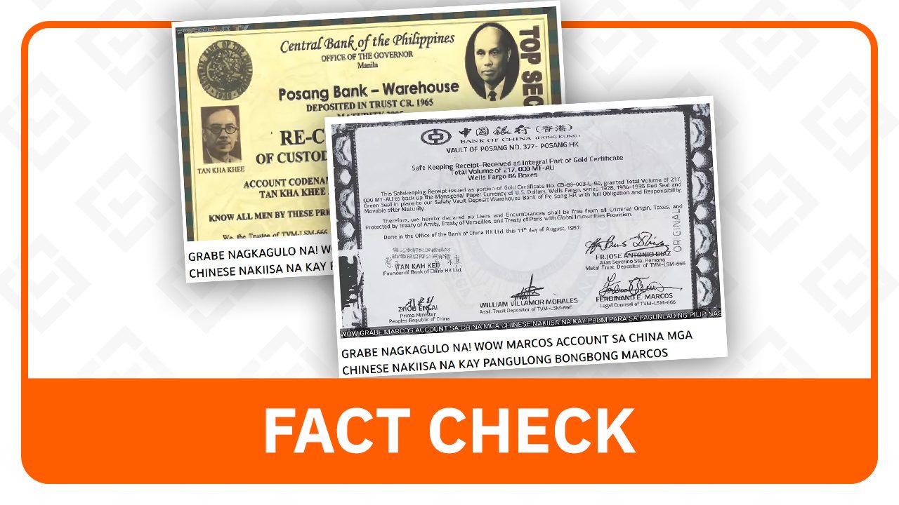 FACT CHECK: Video doesn’t show Ferdinand E. Marcos has China gold account