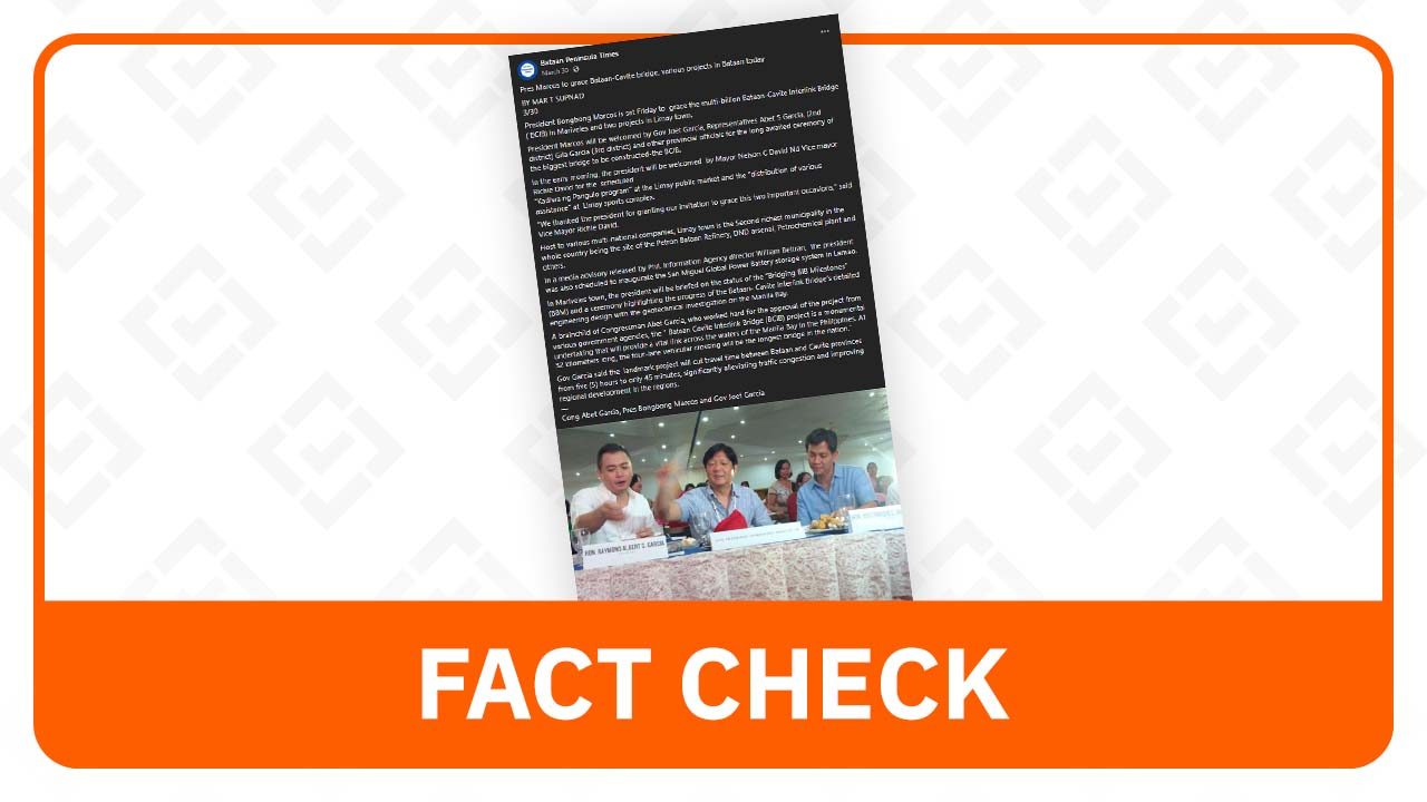 FACT CHECK: Idea for Bataan-Cavite Interlink Bridge project first presented in 1987