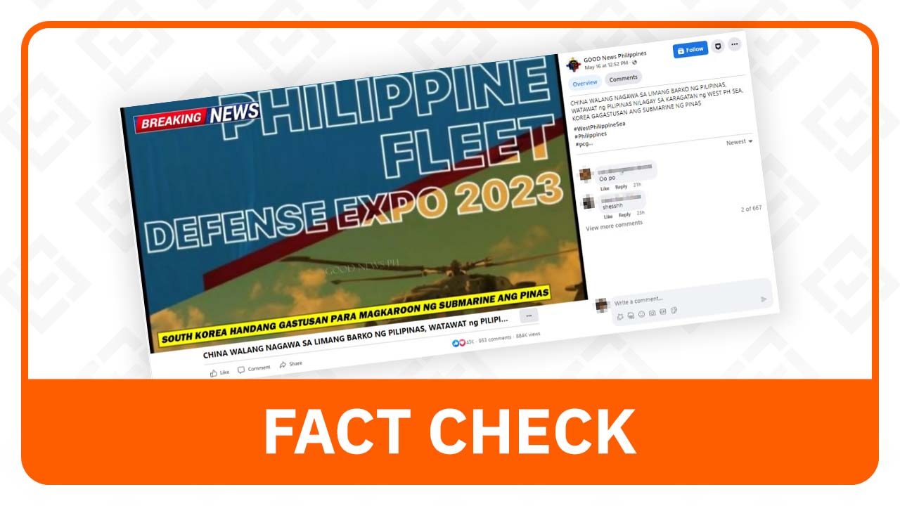 FACT CHECK: South Korea will not give free submarines to PH