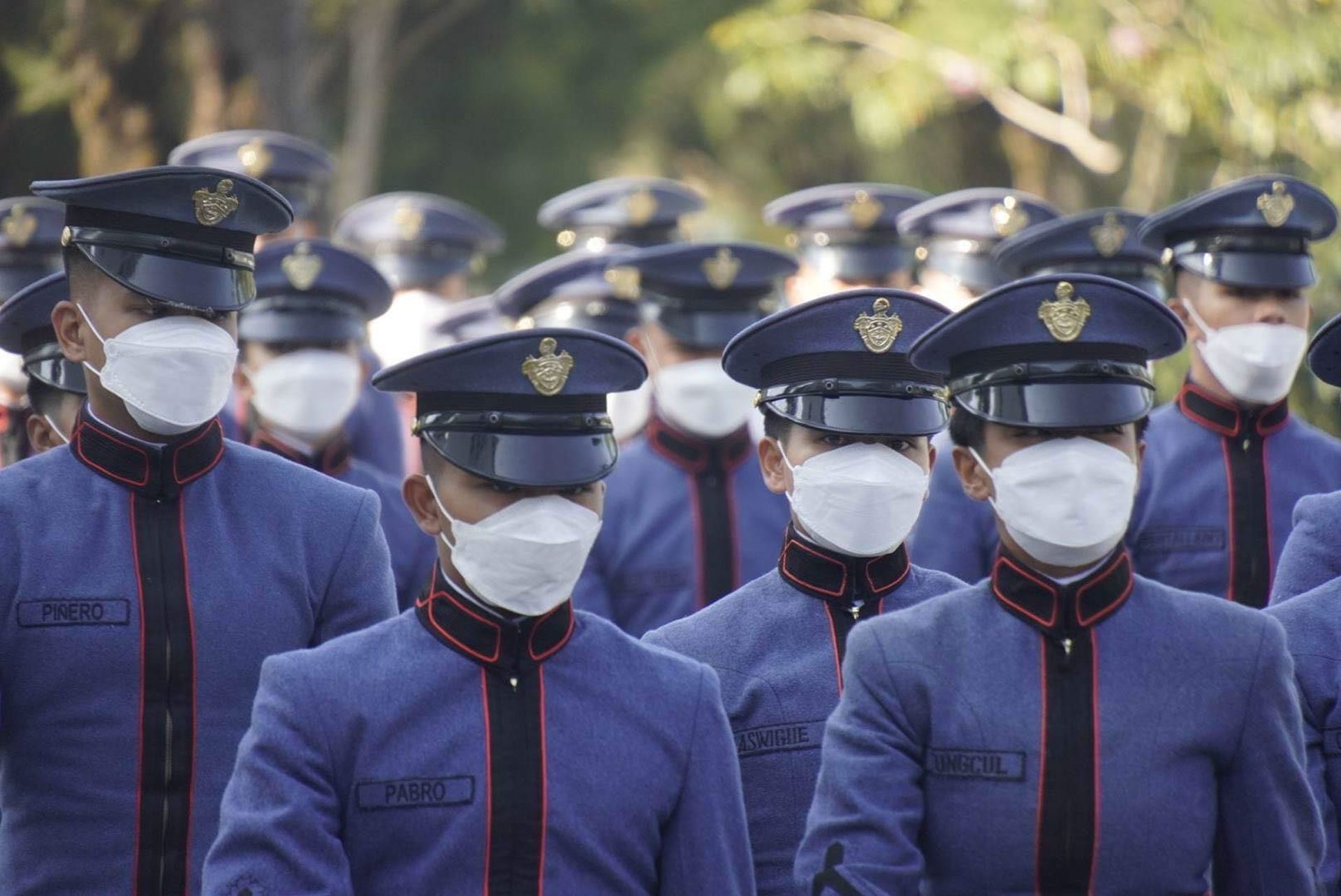 Cadets with masks on