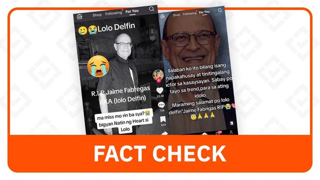 FACT CHECK: Post falsely claims actor Jaime Fabregas is dead