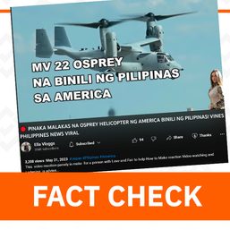 FACT CHECK: The Philippines didn’t buy an MV-22 Osprey helicopter from the US