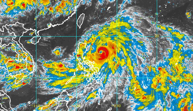 Typhoon Egay steadily intensifies east of Aurora
