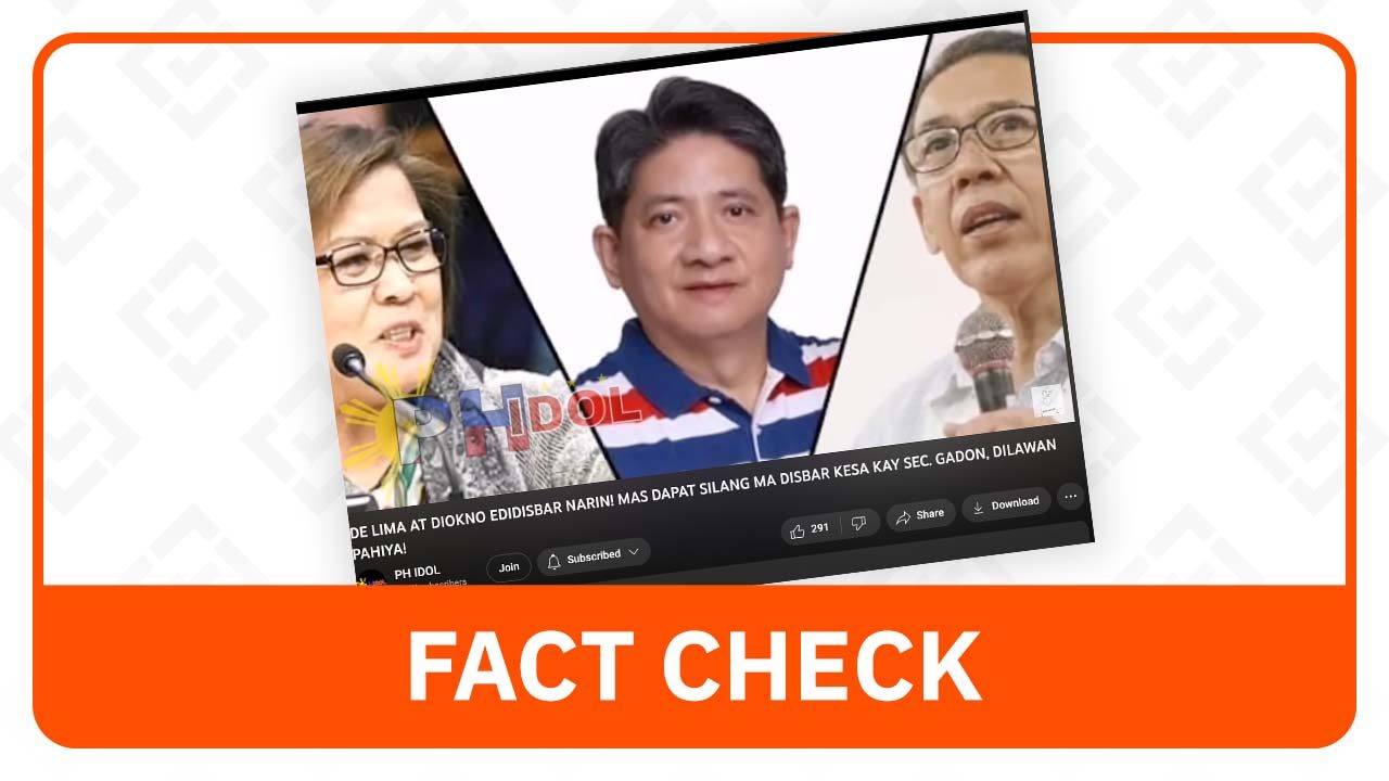 FACT CHECK: No current disbarment case at SC vs De Lima, Diokno