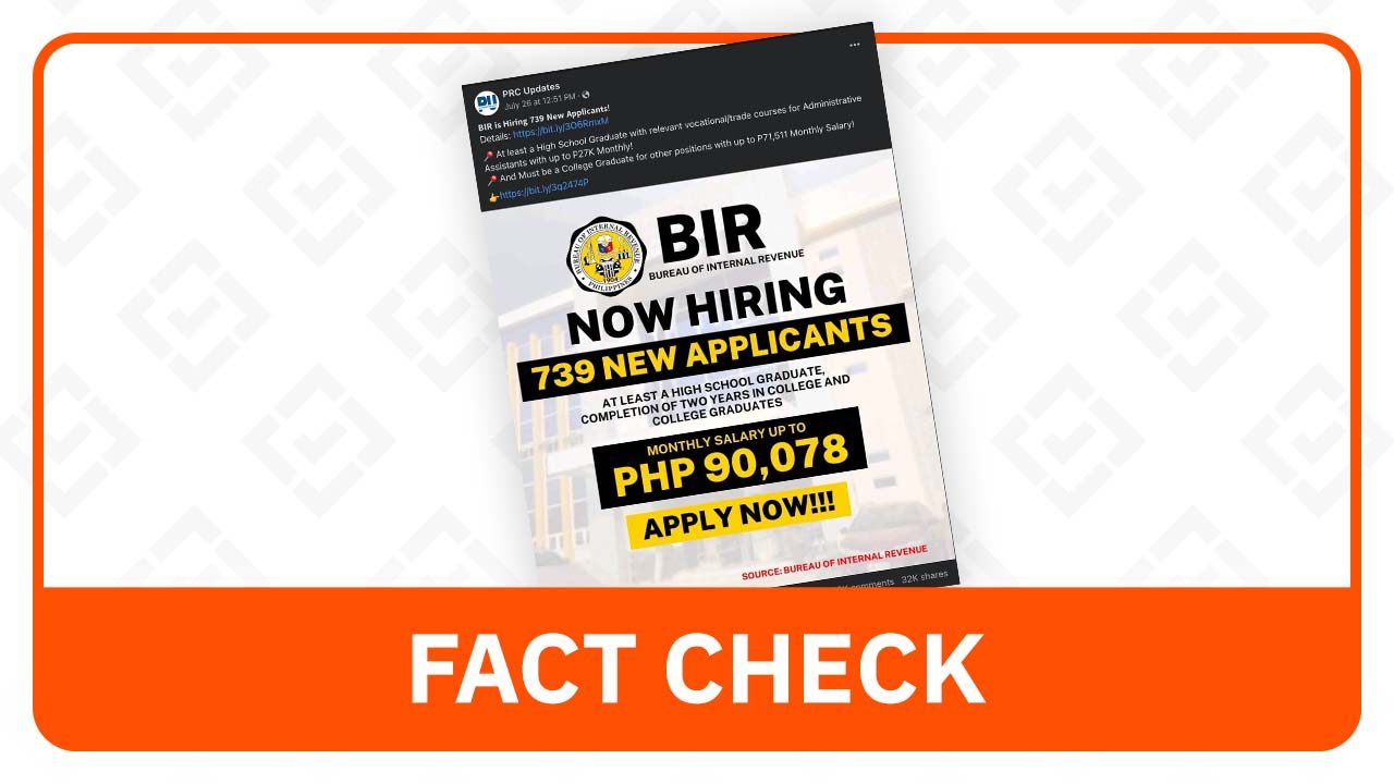 FACT CHECK: Job posts circulating online are fake – BIR