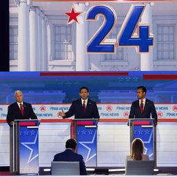 In Trump’s absence, Republican hopefuls trade barbs at first presidential debate