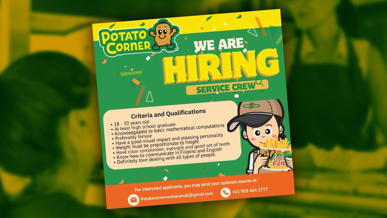 Potato Corner apologizes for viral ‘discriminatory’ job posting
