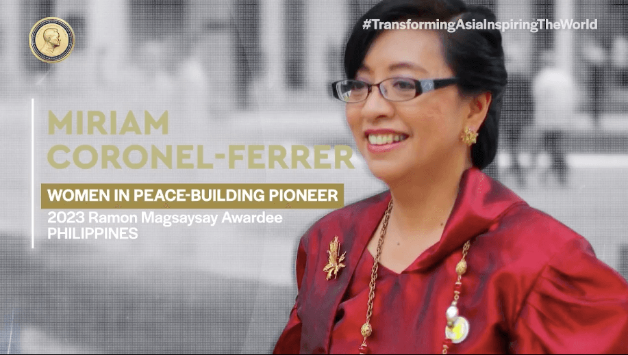 Filipina peace negotiator Miriam Coronel-Ferrer among 2023 Ramon Magsaysay awardees