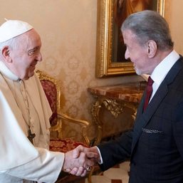 LOOK: Pope playfully spars with ‘Rocky’ star Sylvester Stallone at Vatican