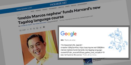 Inquirer.net takes down story on Martin Romualdez’s reported funding of Tagalog course in Harvard