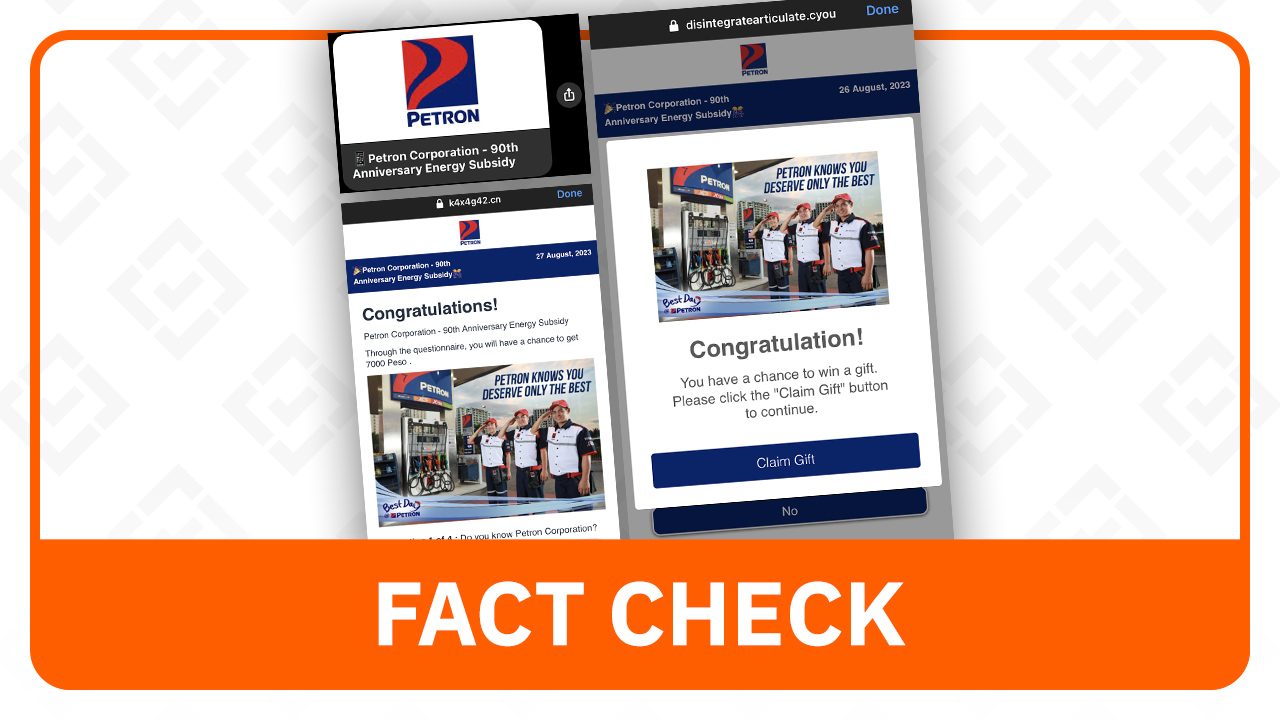 FACT CHECK: Online link for P7,000 Petron subsidy is fake