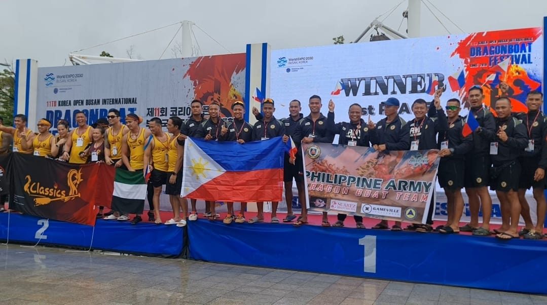 필리핀 육군팀, 한국의 명문 드래곤 보트 경주에서 금메달 획득