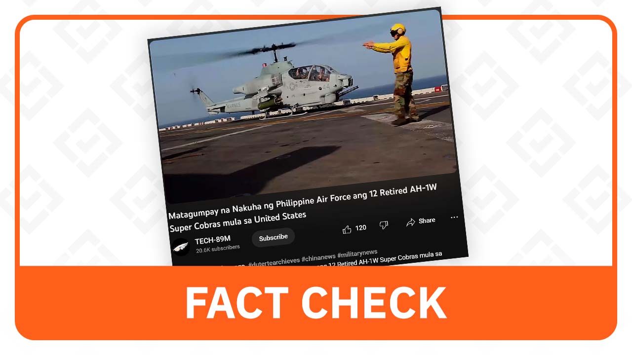 FACT CHECK: No PH acquisition of retired attack helicopters from the US