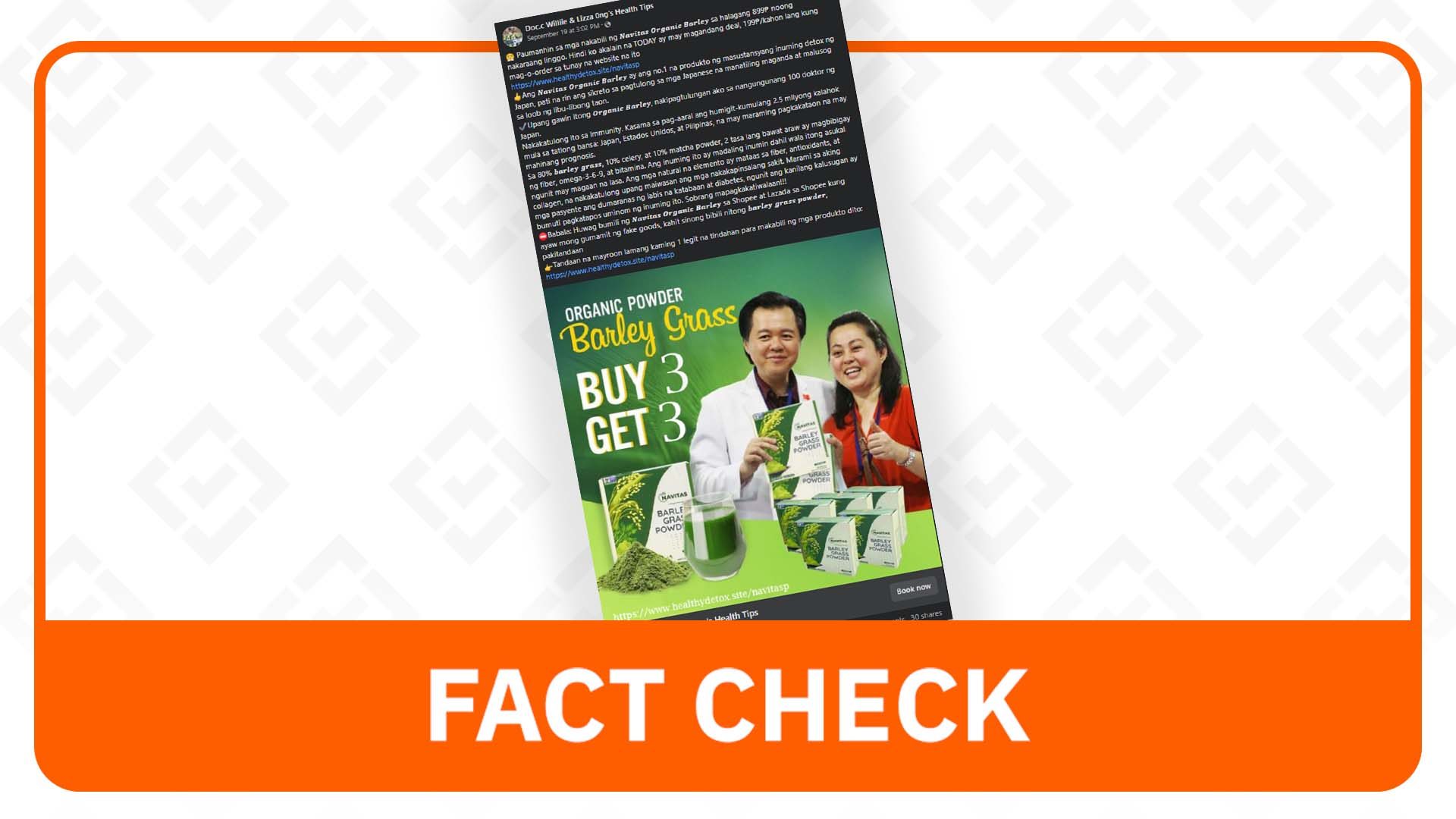 FACT CHECK: Barley Grass Powder ad uses altered photo of Doc Willie Ong