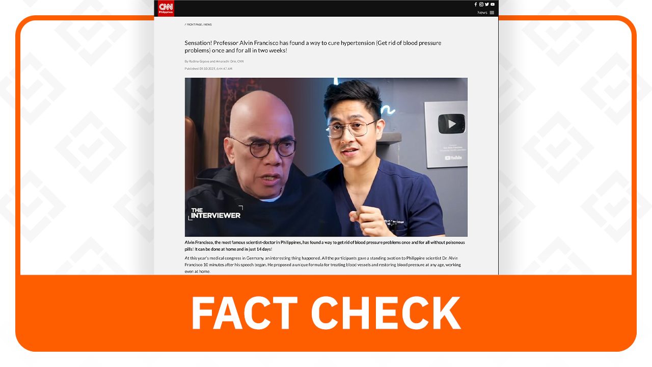 FACT CHECK: Fake ad for ‘hypertension cure’ uses photos of influencer Doc Alvin