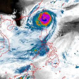 Typhoon Jenny again strengthens as it passes above Batanes