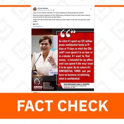 FACT CHECK: Sara Duterte quote card on OVP’s P125-M confidential funds is fake 