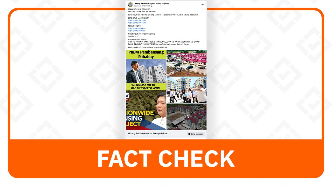 FACT CHECK: Marcos admin’s housing project is not free