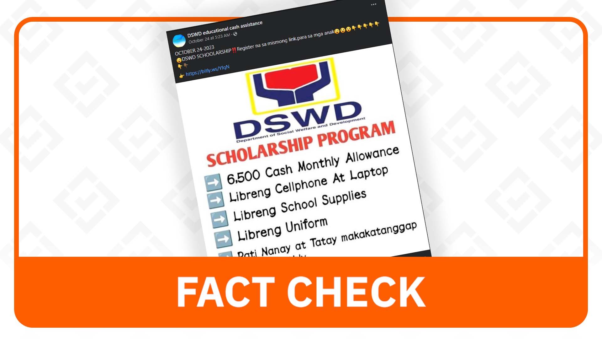 FACT CHECK: DSWD has no scholarship program with P6,500 cash allowance